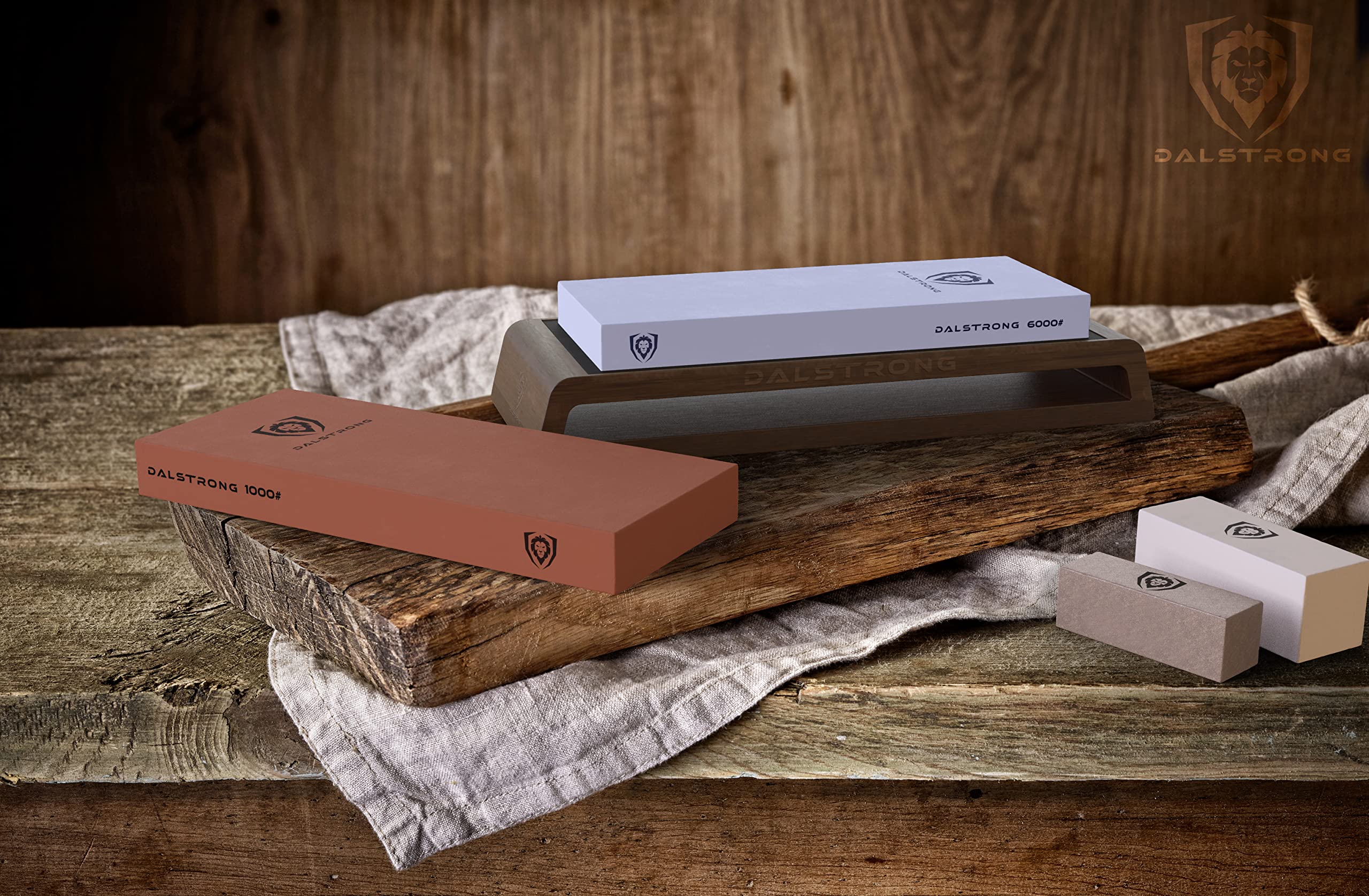 DALSTRONG 18-piece Gladiator Series Knife Block & Whetstone Grit Set - German HC Steel Blades - Acacia Wood Stand - White ABS Handles - NSF Certificate - Premium Corundum Thick Sharpening Stones - Image 8