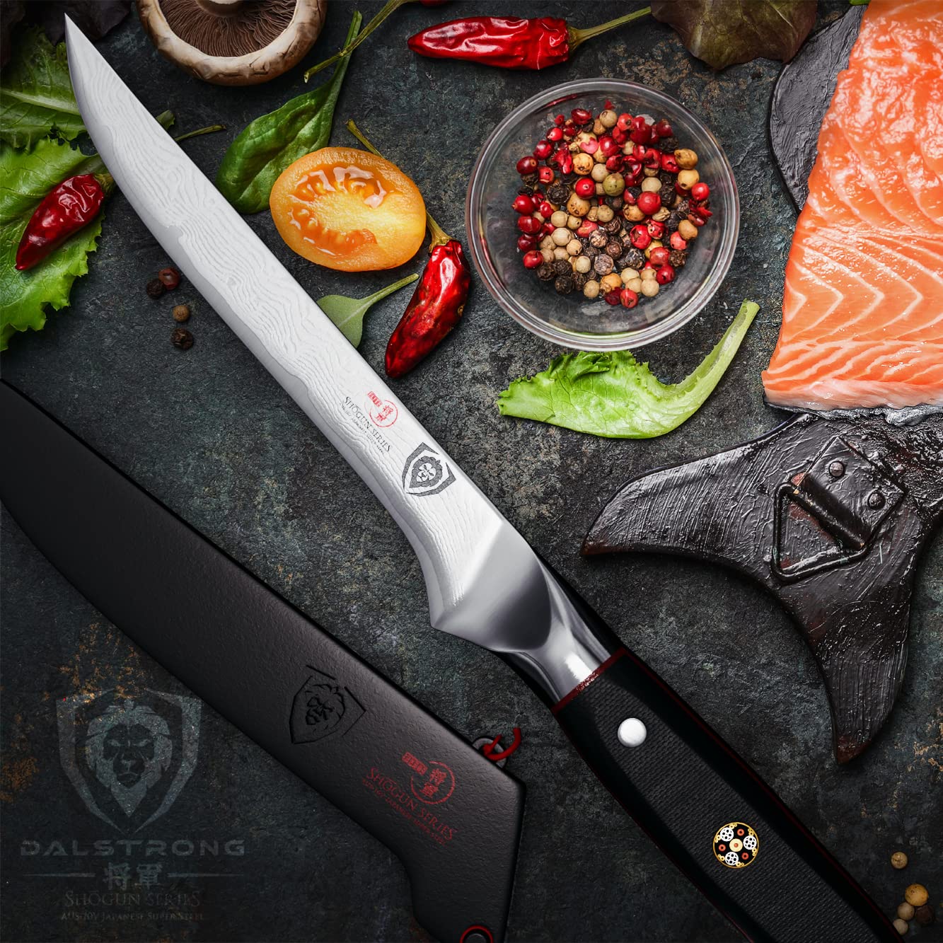 Dalstrong Boning Knife - 6 inch - Shogun Series ELITE - Damascus - AUS-10V Japanese Steel - Fillet Knife Gift - Carving, Boning, Trimming, Deboning - Black G10 Handle - Sheath Included - Image 6