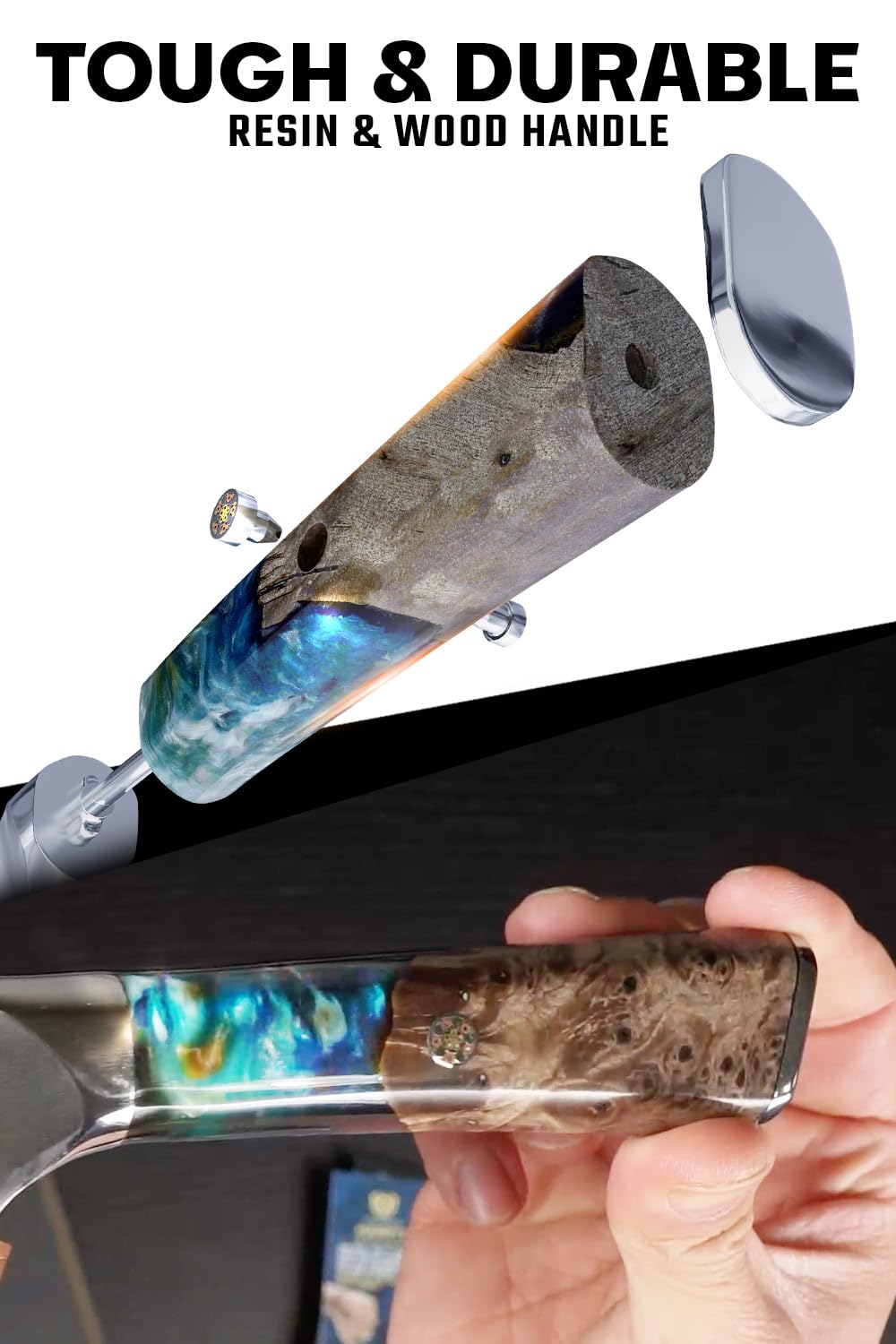Dalstrong Bull-Nose Butcher Knife - 10 inch - Valhalla Series - 9CR18MOV HC Steel Kitchen Knife - Celestial Resin & Wood Handle - Razor Sharp BBQ Meat Knife Gift - Breaking Knife - Leather Sheath - Image 3