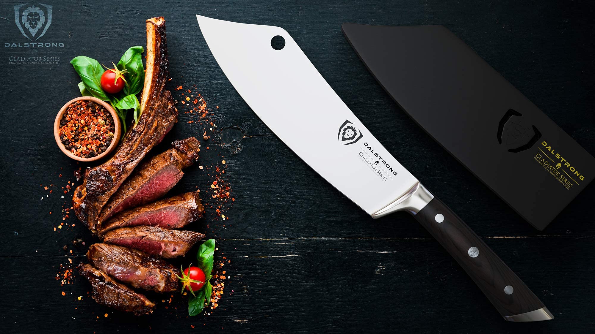 Dalstrong Chef & Cleaver Knife - 8 inch - The Crixus - Gladiator Series Elite - German HC Steel - Hybrid Razor Sharp Kitchen Knife - Black G10 Handle - w/Sheath - Chef Knife - NSF Certified - Image 8