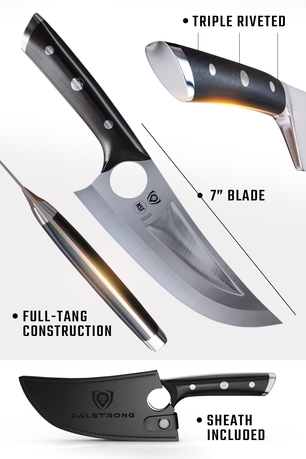 Dalstrong Chef & Utility Knife - 7 inch - Multi-Purpose - The Venator - Gladiator Series R - 7CR17MOV High Carbon Steel - Razor Sharp Cooking Knife Gift- G10 Handle - w/Sheath - NSF Certified - Image 6