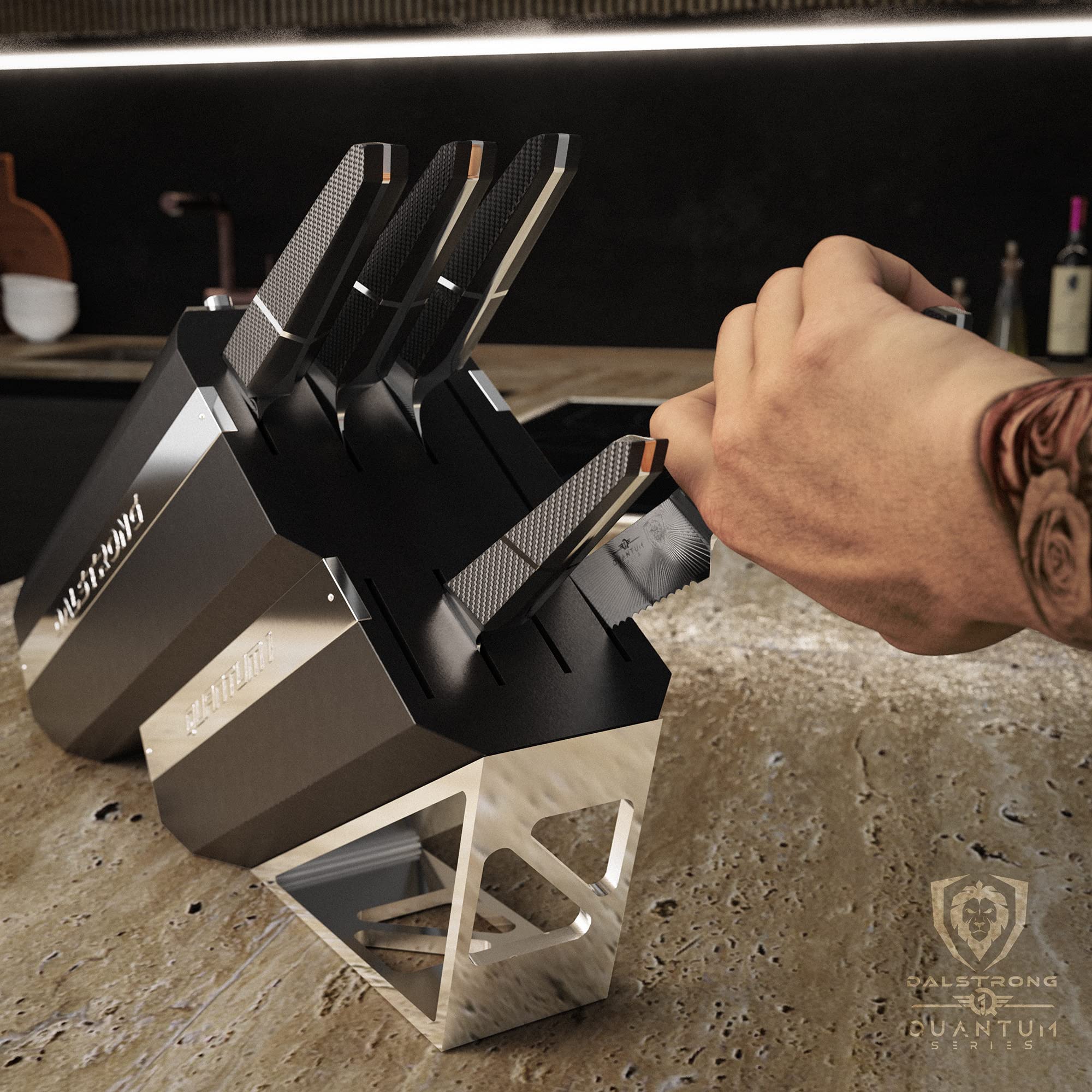 Dalstrong Knife Block Set - 5 Piece - Quantum 1 Series - American Forged BD1N-VX Hyper Steel - Carbon Fibre G10 Hybrid Handle - Professional Kitchen Set - Knife Set - Image 7