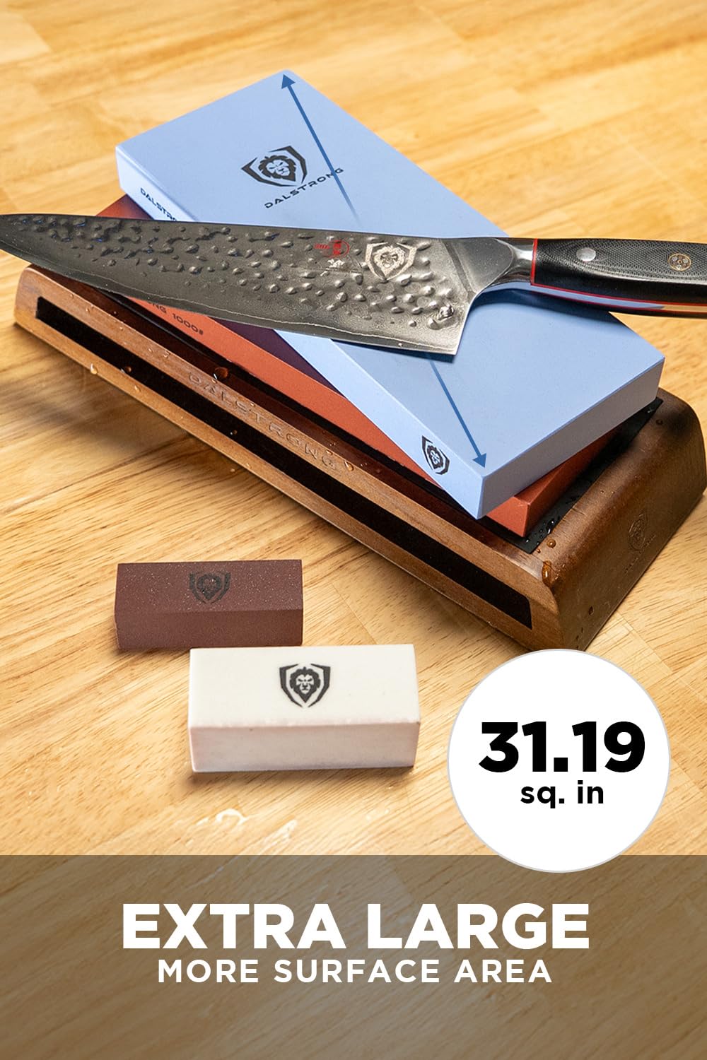 Dalstrong Premium Whetstone Set - #1000/#6000 Knife Sharpening Kit - Extra Large Grit Stones Top-Grade Corundum - Blade Sharpener - Hand Crafted Acacia Wood - Whetstone Knife Sharpener Afilador - Image 7