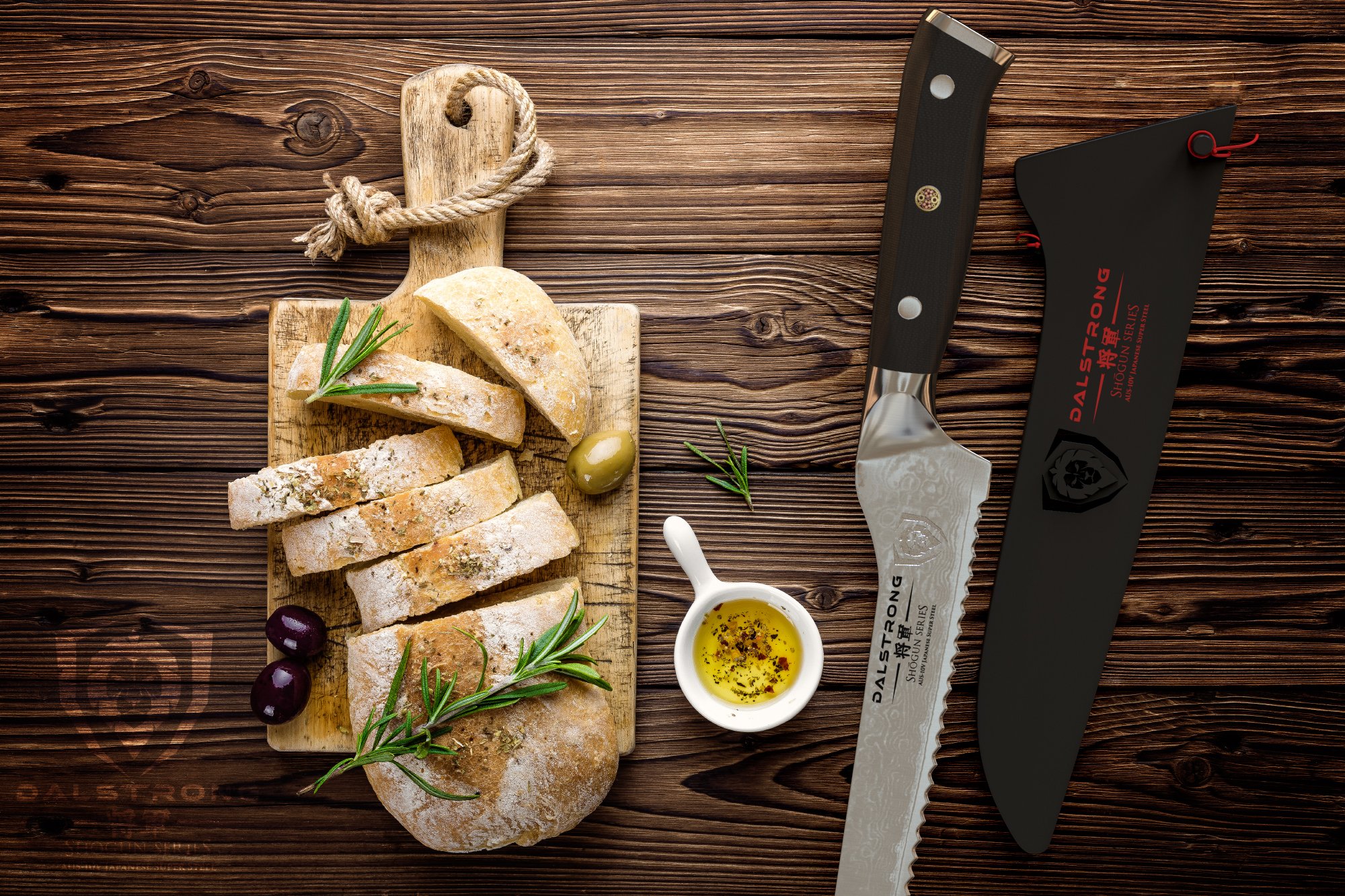 Dalstrong Serrated Offset Bread Knife - 8 inch - Shogun Series - Deli Knife Gift - Damascus - AUS-10V Japanese Super Steel - Bread Slicer Cutter - Slicing Knife - Vacuum Treated - G10 Handle - Sheath - Image 8