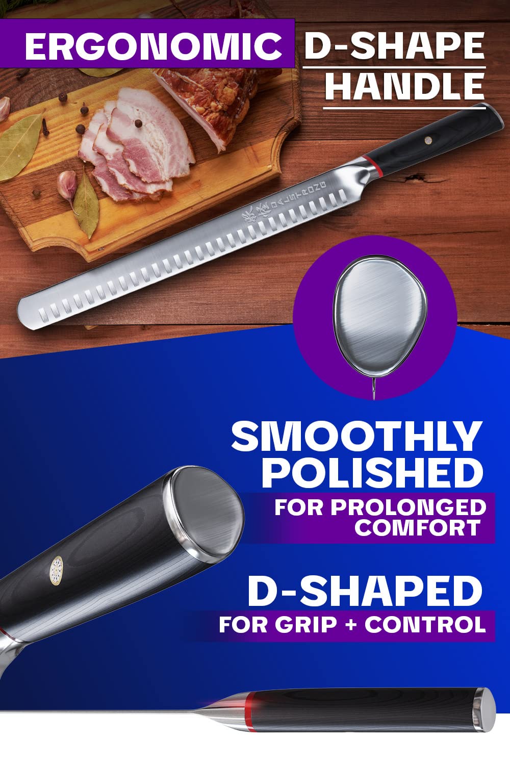 Dalstrong Slicing & Carving Knife - 12 inch Slicer - Phantom Series - Japanese High-Carbon AUS8 Steel - Pakkawood Handle - Kitchen Knife - Brisket Knife - Sheath Included - Image 5